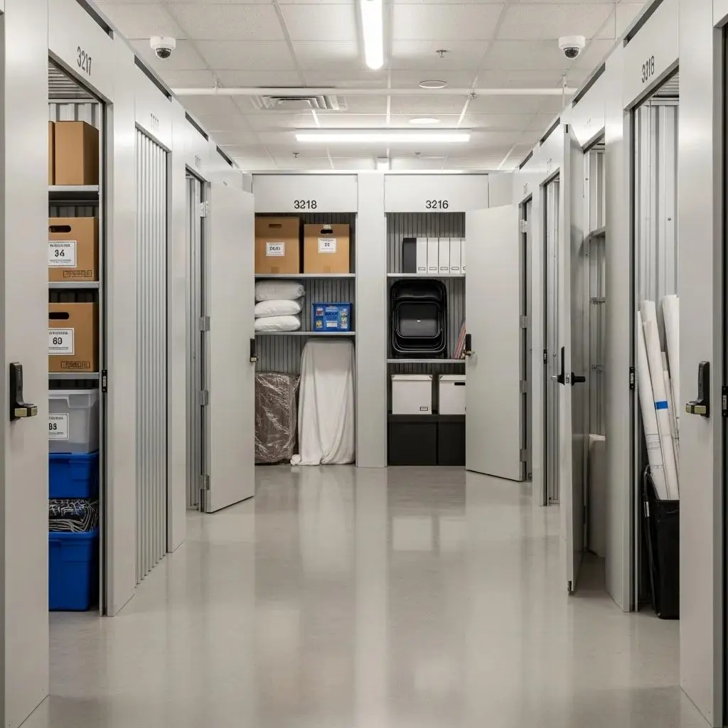 Interior of a climate-controlled long-term storage unit, illustrating the advantages of secure storage solutions