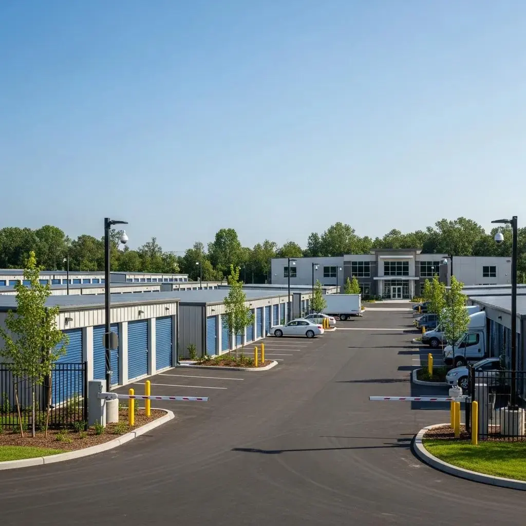 Modern storage facility with organized units representing short-term and long-term storage solutions