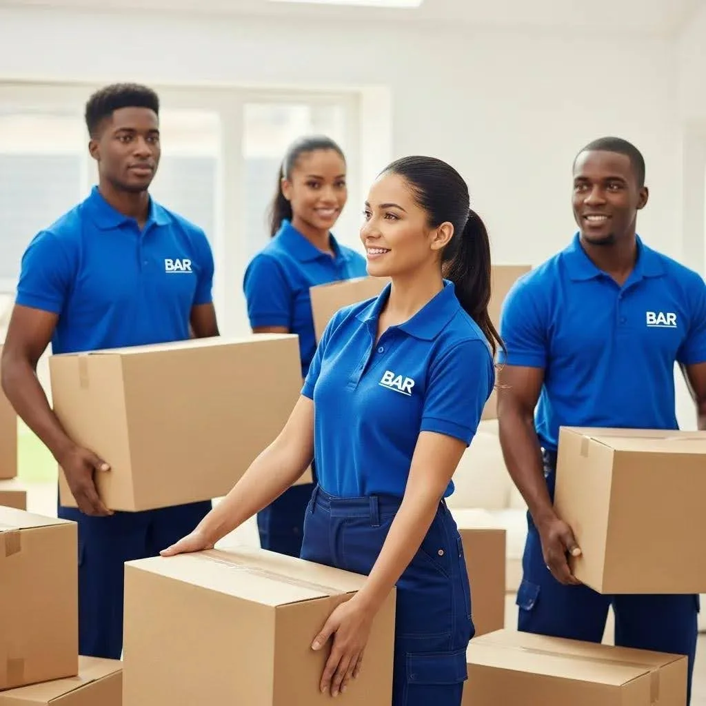 Professional movers from a BAR member removal company in Leicester handling furniture with care